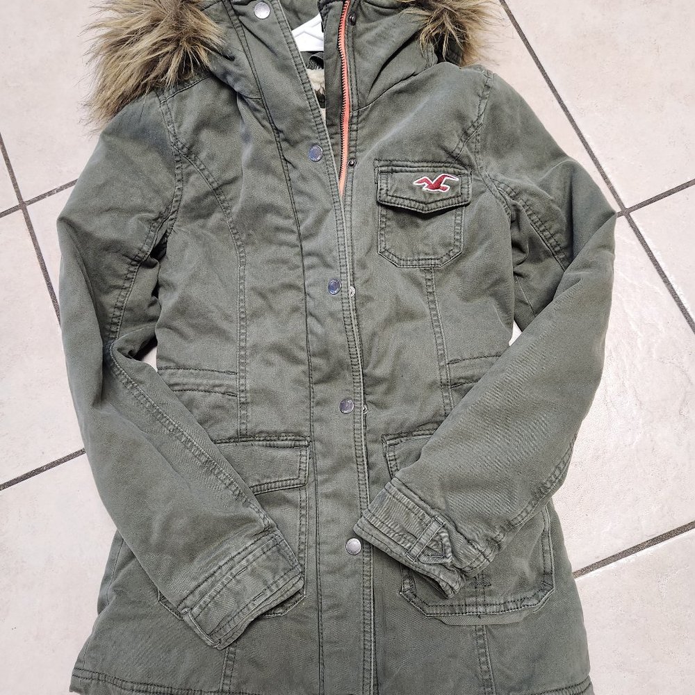 XS Hollister Army Green Olive jacket coat